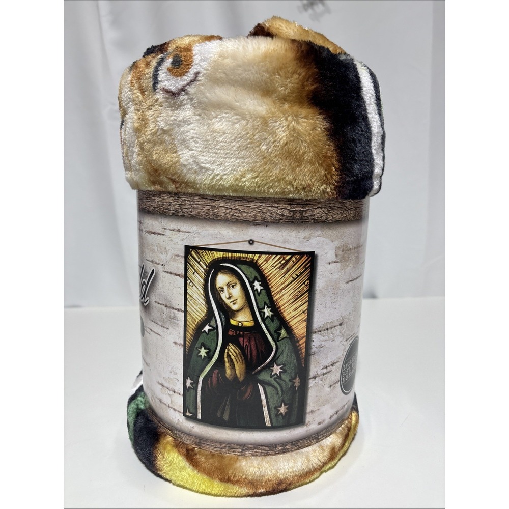 American Heritage Royal‎ Plush Raschel Throw Blanket "Blessed Mary" 50"x 60" New